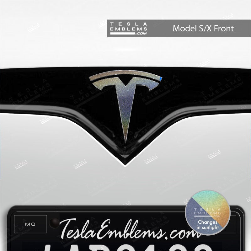 3M Satin Psychedelic Flip Tesla Emblem Decals (Front + Back) - Tesla Emblems