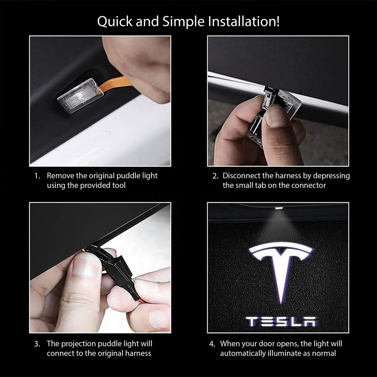 Tesla Door Puddle Light Set | Tesla Logo Projector Lights - Tesla Emblems