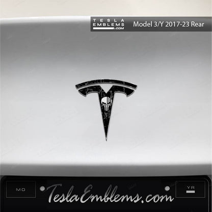 Punisher Tesla Emblem Decals (Front + Back) - Tesla Emblems