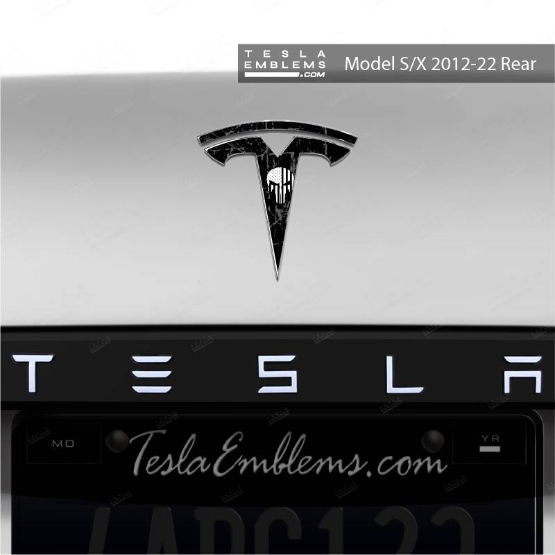 Punisher Tesla Emblem Decals (Front + Back) - Tesla Emblems