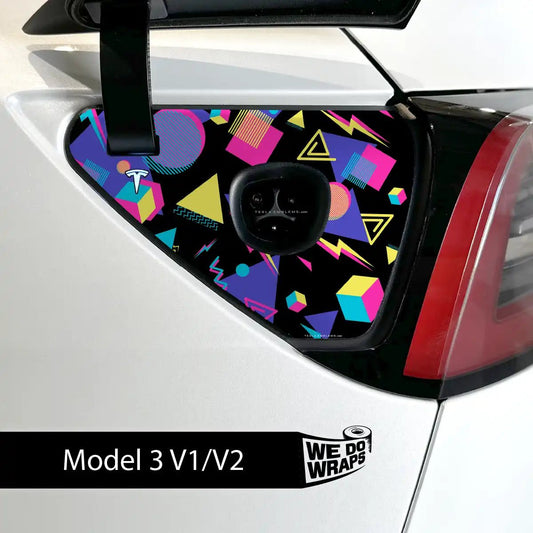 Rad 80s Tesla Charge Port Wrap | Model 3 - Tesla Emblems