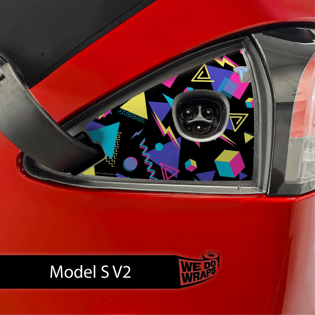 Rad 80s Tesla Charge Port Wrap | Model S - Tesla Emblems