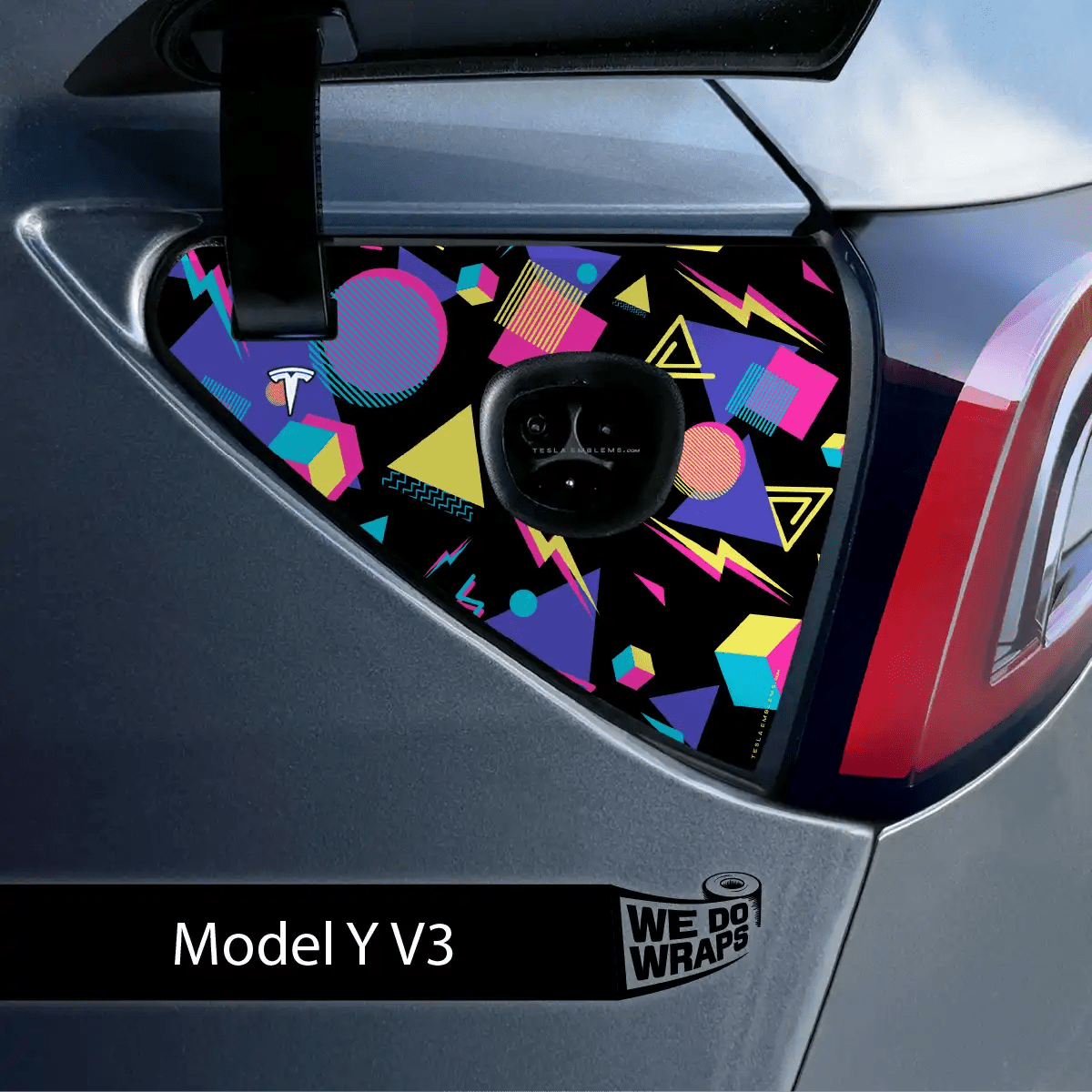 Rad 80s Tesla Charge Port Wrap | Model Y - Tesla Emblems