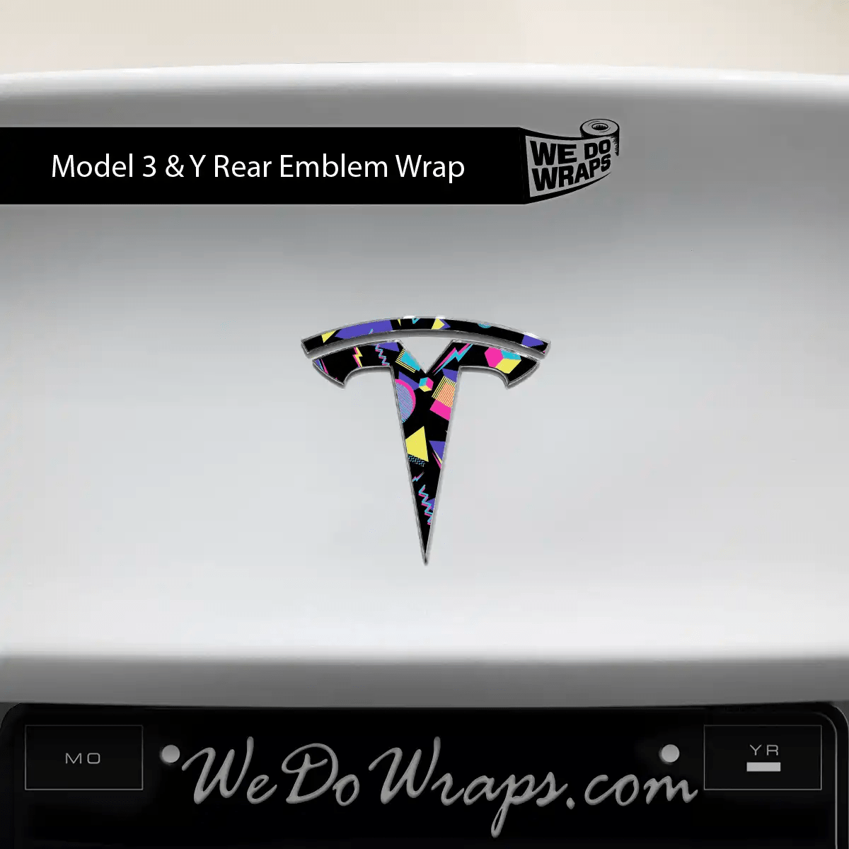 Rad 80's Tesla Emblem Decals (Front + Back) | Model Y - Tesla Emblems