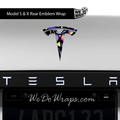 Rad 80's Tesla Emblem Decals (Front + Back) | Model S - Tesla Emblems