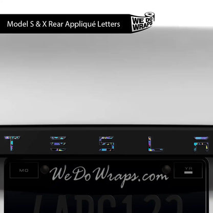 Rad 80's Tesla Emblem Decals (Front + Back) | Model X - Tesla Emblems
