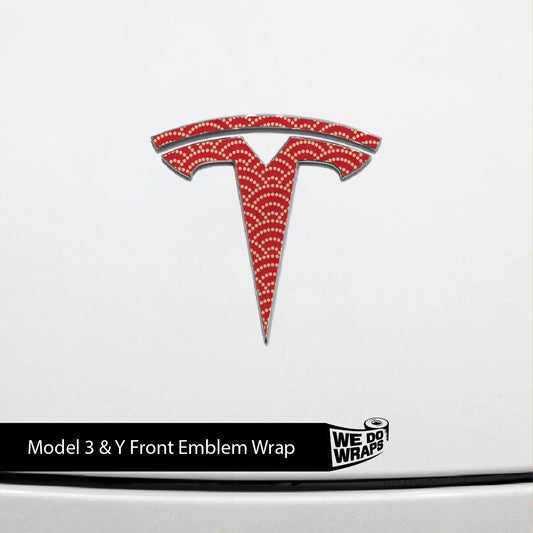 Radial Fan Tesla Emblem Decals (Front + Back) | Model Y