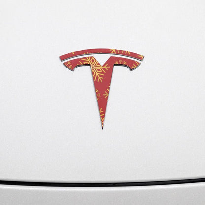 Snowflake Tesla Emblem Decals (Front + Back Emblem Decals) - Tesla Emblems