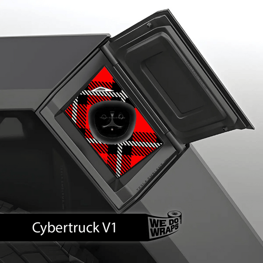 Red Plaid Tesla Charge Port Wrap | Cybertruck - Tesla Emblems