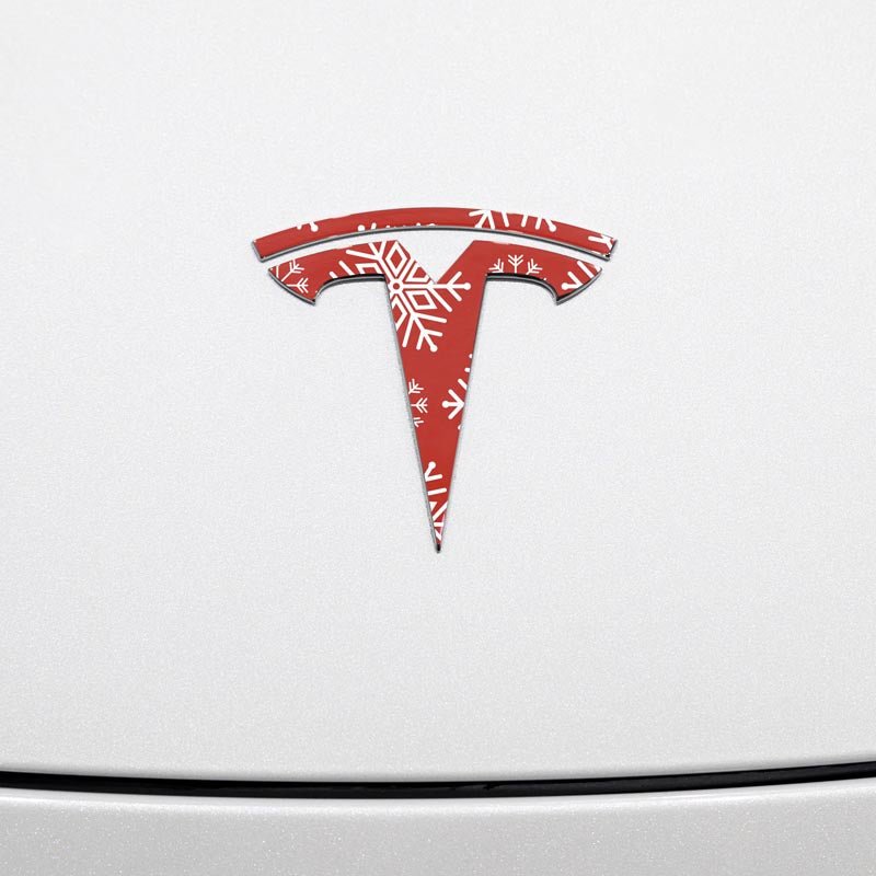 Snowflake Tesla Emblem Decals (Front + Back Emblem Decals) - Tesla Emblems