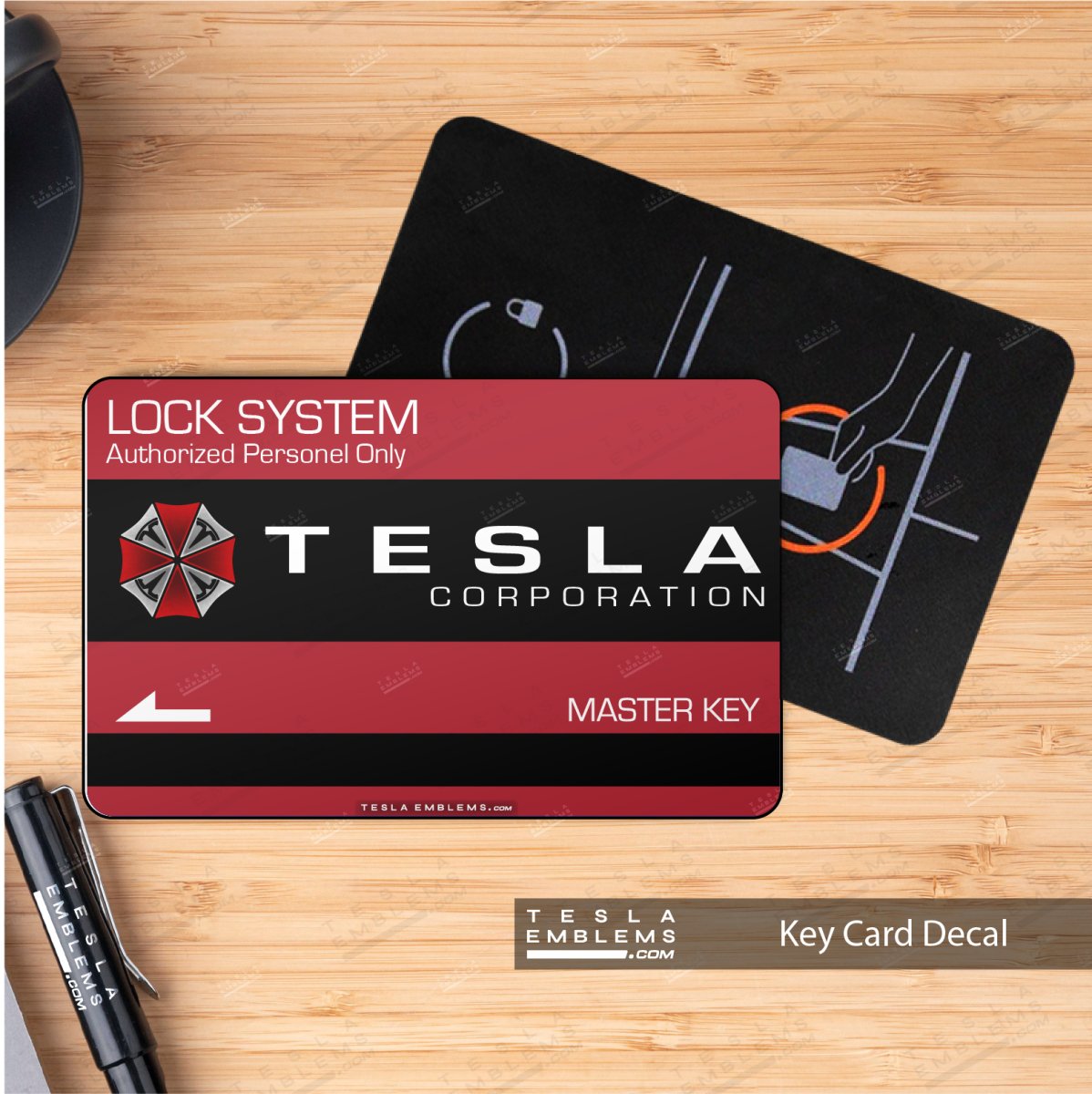 Resident Evil Umbrella Corp. Security NFC Keycard Decal - Tesla Emblems