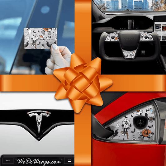 Holiday Bundle Retro 30s Ghost Tesla Wrap Kit | Model S - Tesla Emblems