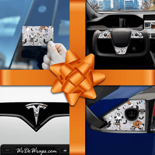 Holiday Bundle Retro 30s Ghost Tesla Wrap Kit | Model X - Tesla Emblems