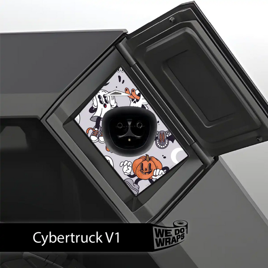 Retro 30s Ghost Tesla Charge Port Wrap | Cybertruck - Tesla Emblems