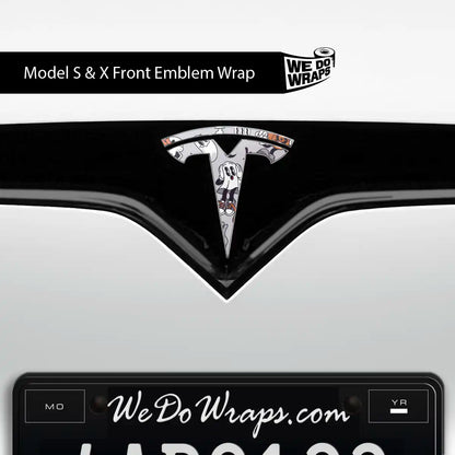 Retro 30s Ghost Tesla Emblem Decals (Front + Back) | Model X - Tesla Emblems