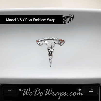 Retro 30s Ghost Tesla Emblem Decals (Front + Back) | Model Y - Tesla Emblems