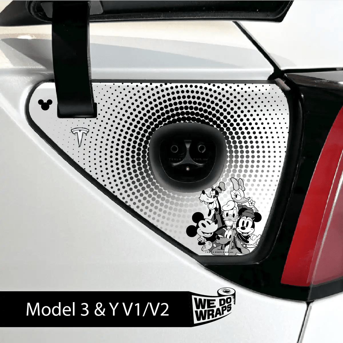 Retro Mouse Tesla Charge Port Wrap | Model 3 - Tesla Emblems