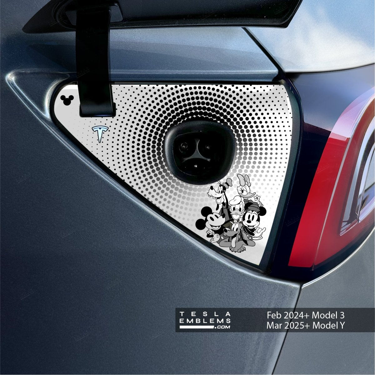 Retro Mickey & Friends Tesla Charge Port Wrap | Model Y - Tesla Emblems