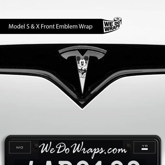Retro Mouse Tesla Emblem Decals (Front + Back) | Model S