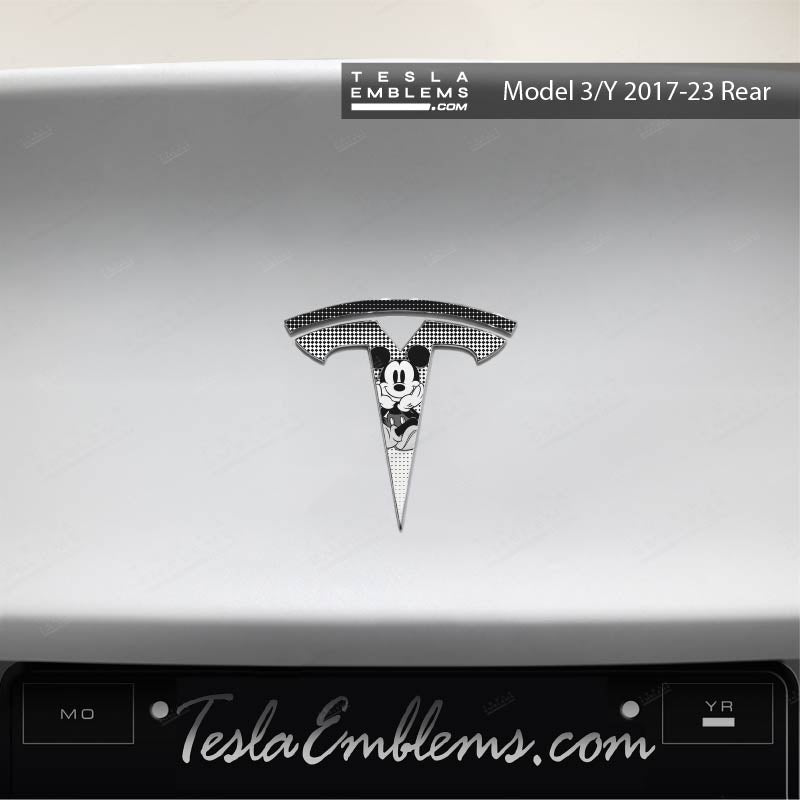 Retro Mickey Tesla Emblem Decals (Front + Back) - Tesla Emblems