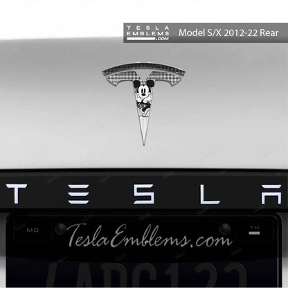 Retro Mickey Tesla Emblem Decals (Front + Back) - Tesla Emblems