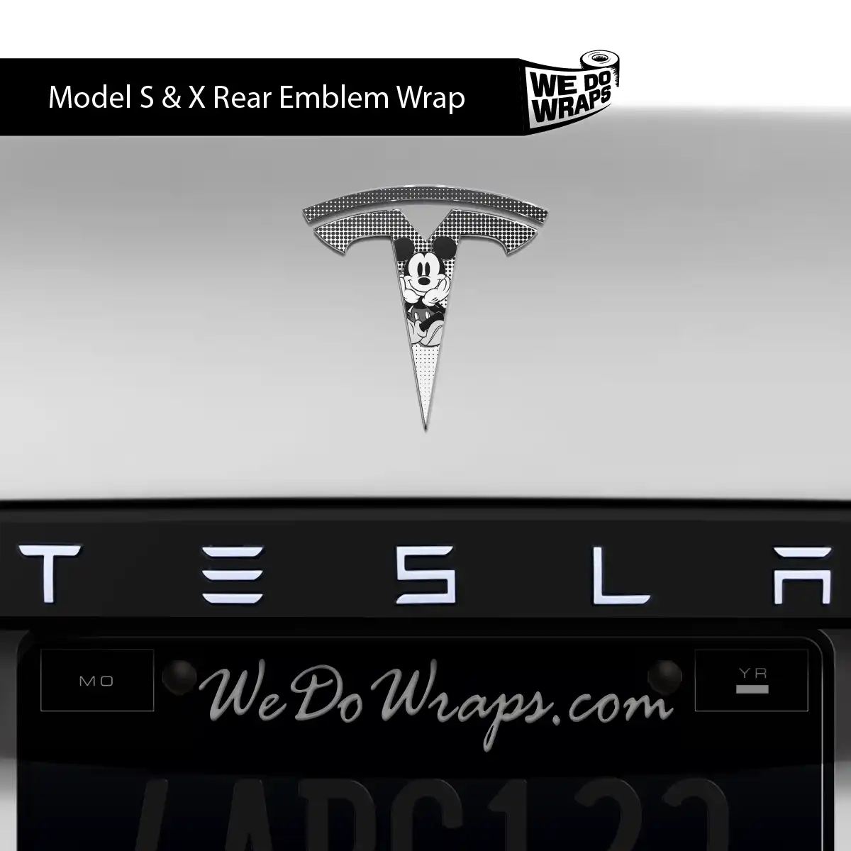 Retro Mouse Tesla Emblem Decals (Front + Back) | Model S