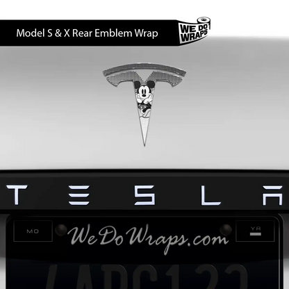 Retro Mouse Tesla Emblem Decals (Front + Back) | Model S