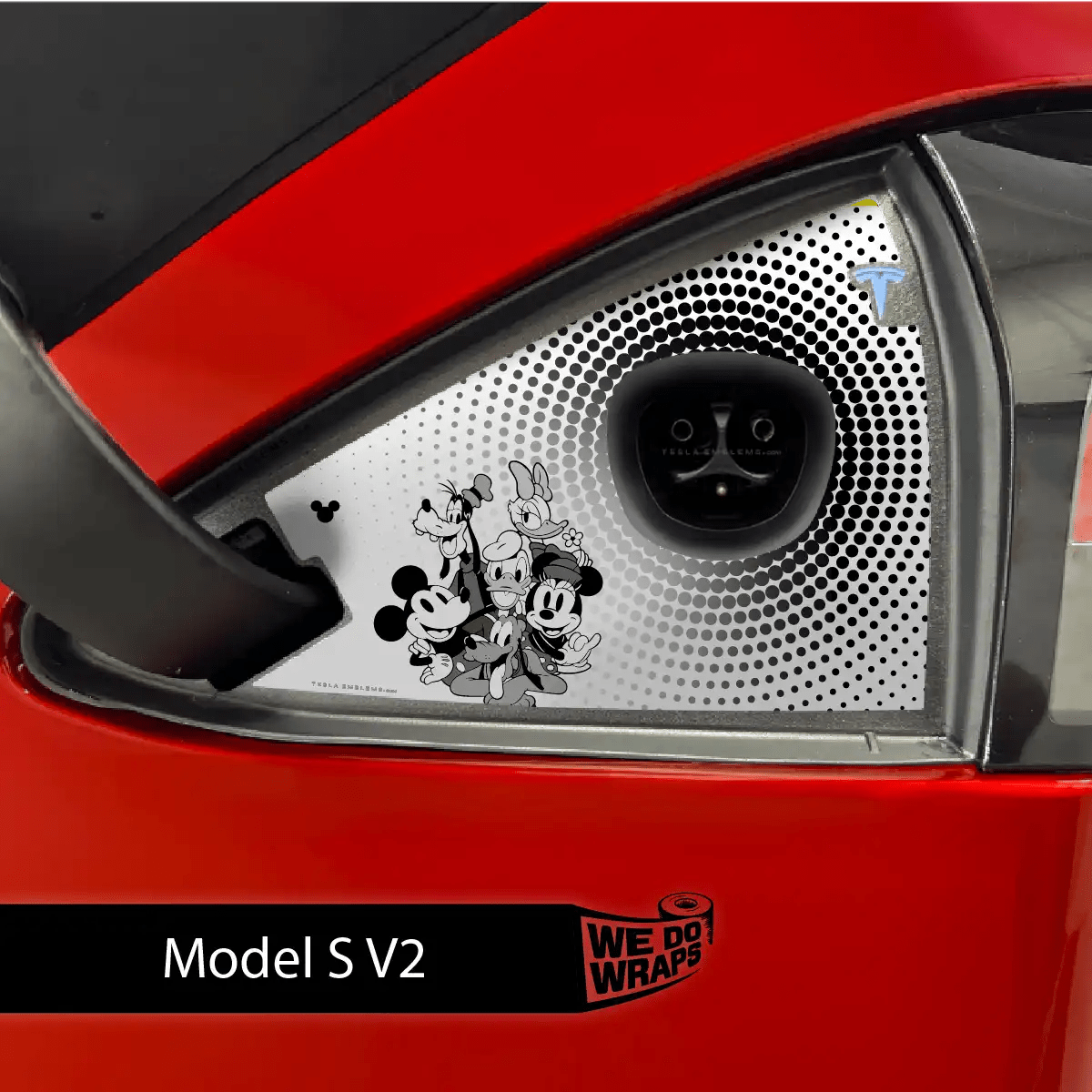 Retro Mouse Tesla Charge Port Wrap | Model S - Tesla Emblems
