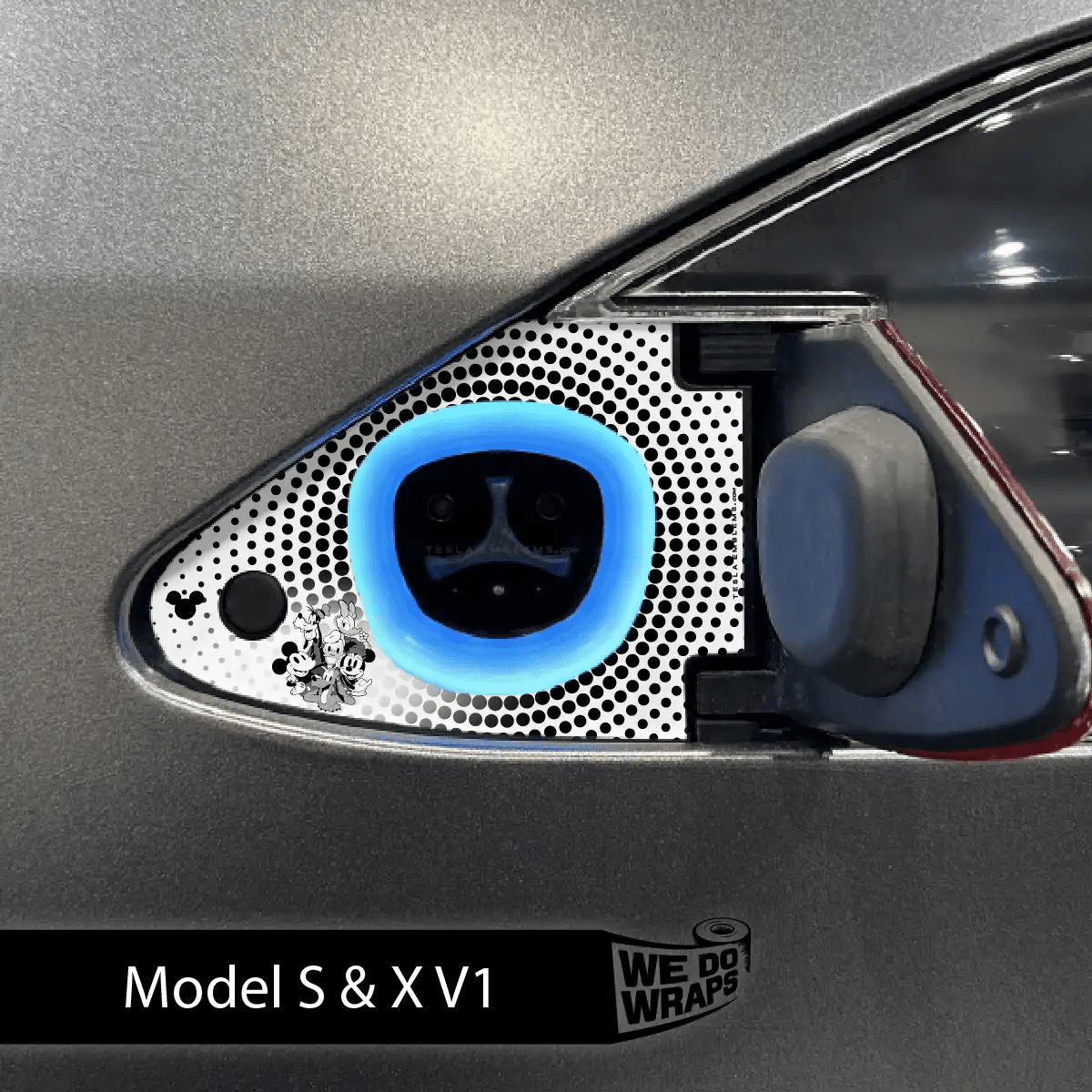 Retro Mouse Tesla Charge Port Wrap | Model S - Tesla Emblems