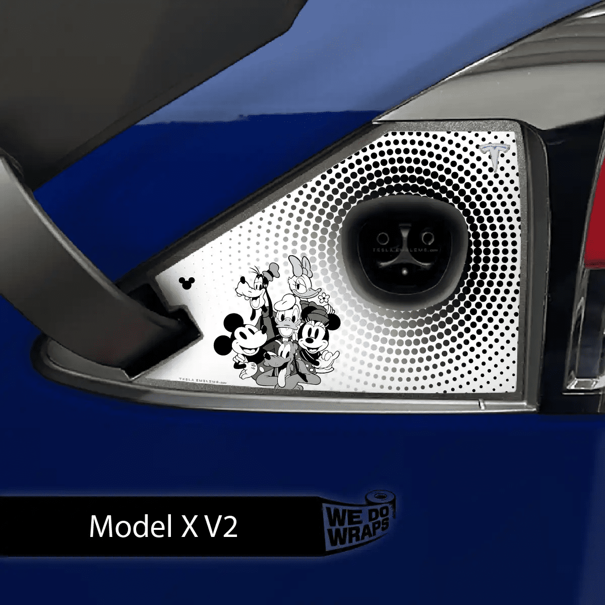 Retro Mouse Tesla Charge Port Wrap | Model X - Tesla Emblems
