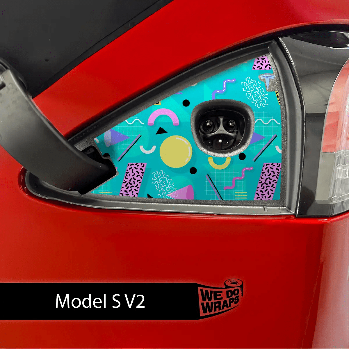 Retro Rewind Tesla Charge Port Wrap | Model S - Tesla Emblems