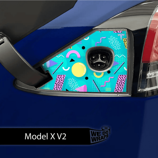 Retro Rewind Tesla Charge Port Wrap | Model X - Tesla Emblems