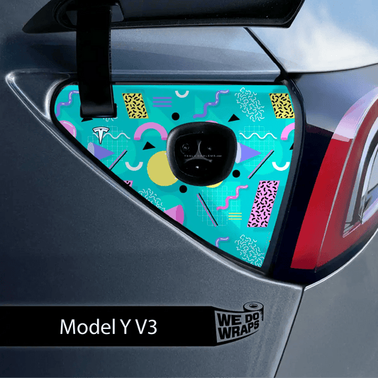 Retro Rewind Tesla Charge Port Wrap | Model Y - Tesla Emblems
