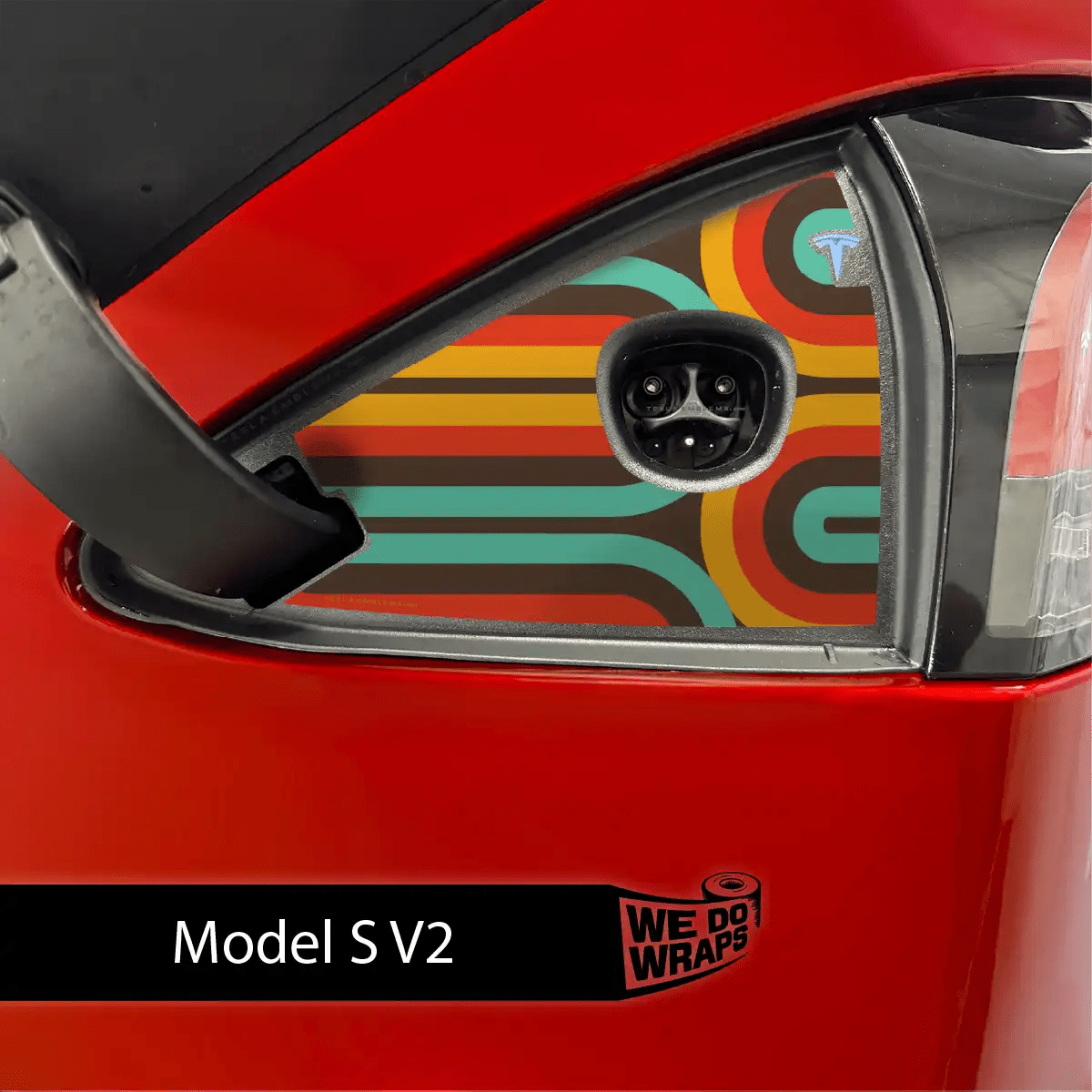 Retro Stripes Tesla Charge Port Wrap | Model S - Tesla Emblems
