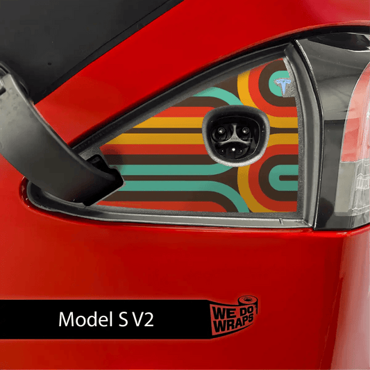 Retro Stripes Tesla Charge Port Wrap | Model S - Tesla Emblems