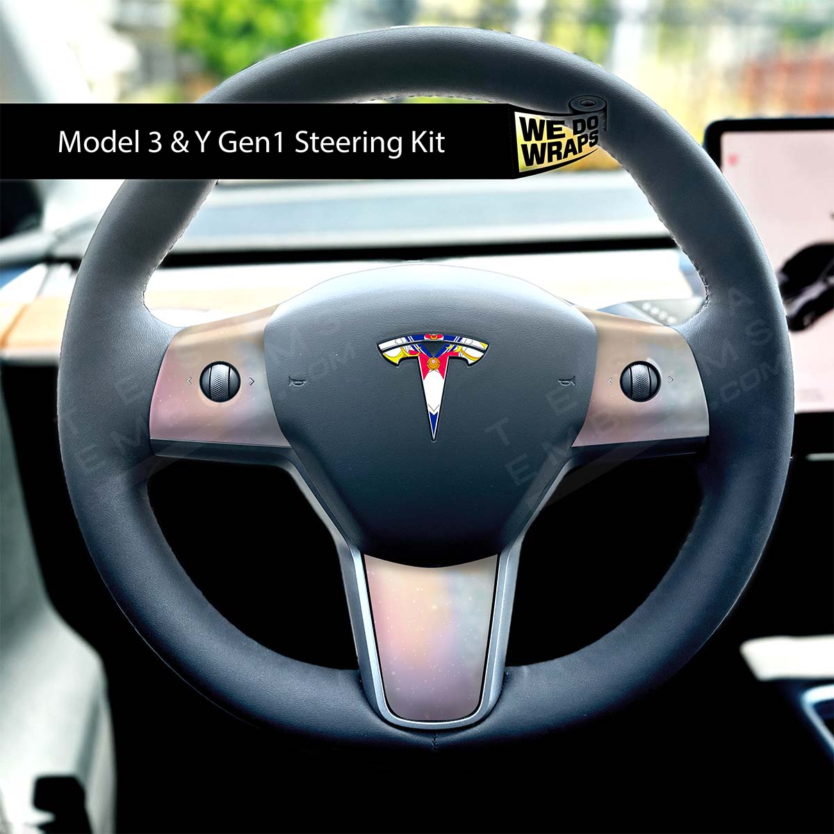 Sailor Moon Tesla Steering Wheel Trim Decal Kit (4pcs) | M3 2017 - Jan 2024 - Tesla Emblems