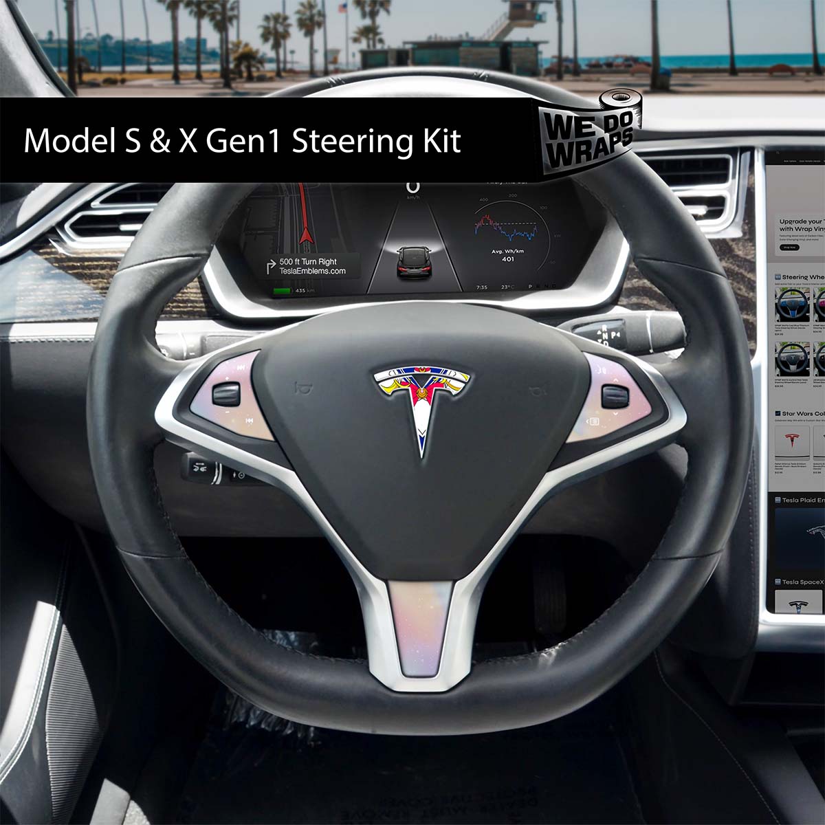 Magical Girl Tesla Steering Wheel Wrap | Model S - Tesla Emblems