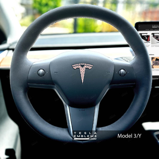 Sakura Hex Tesla Steering Wheel Emblem Decal - Tesla Emblems