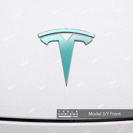 3M Satin Key West Tesla Emblem Decals (Front + Back) - Tesla Emblems