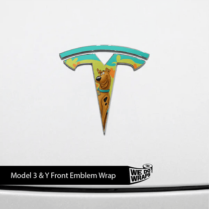 Groovy Scooby Tesla Emblem Decals (Front + Back) | Model 3 - Tesla Emblems