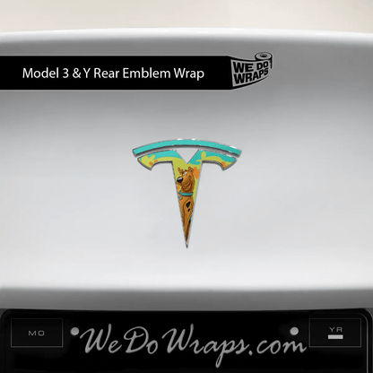 Groovy Scooby Tesla Emblem Decals (Front + Back) | Model 3 - Tesla Emblems