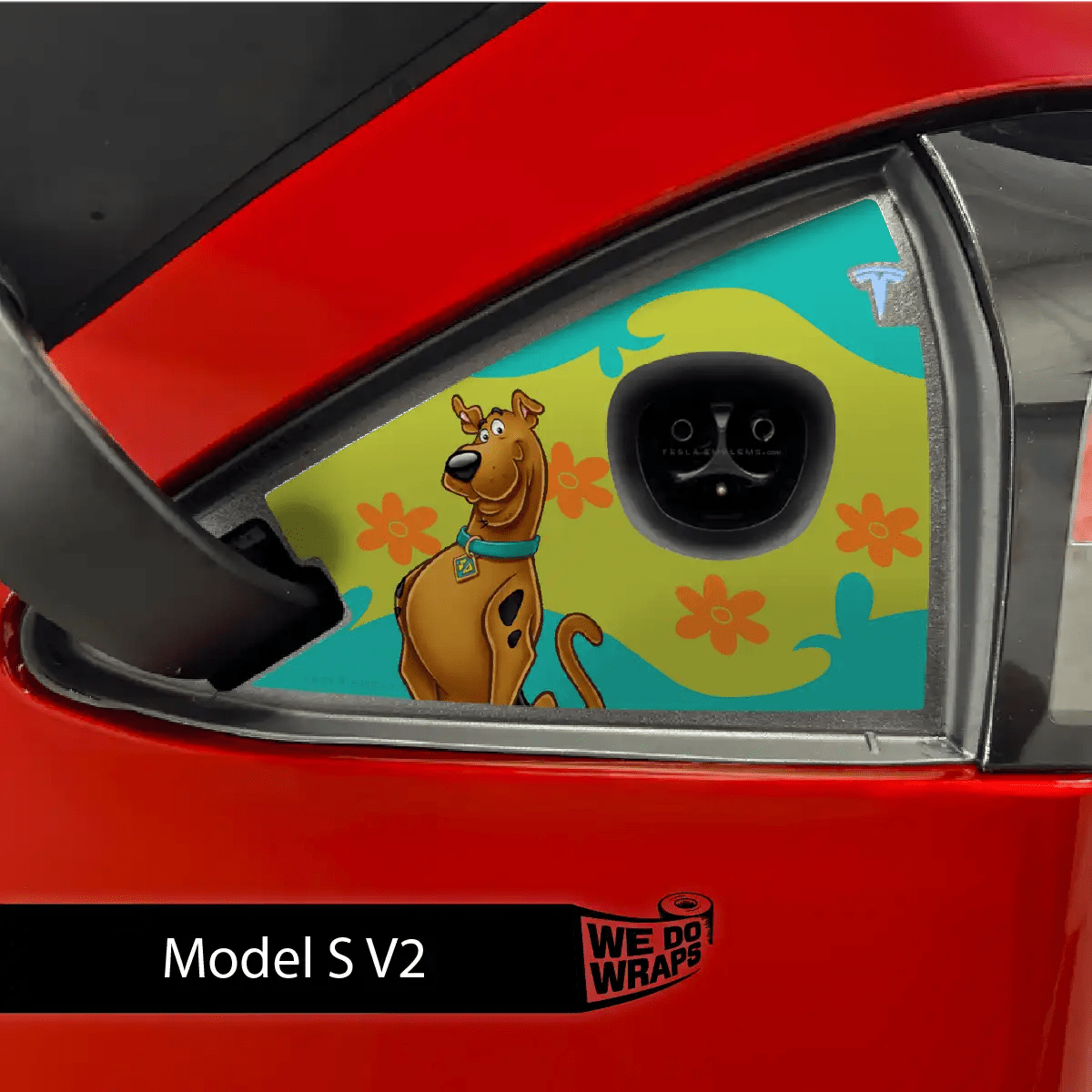 Groovy Scooby Tesla Charge Port Wrap | Model S - Tesla Emblems