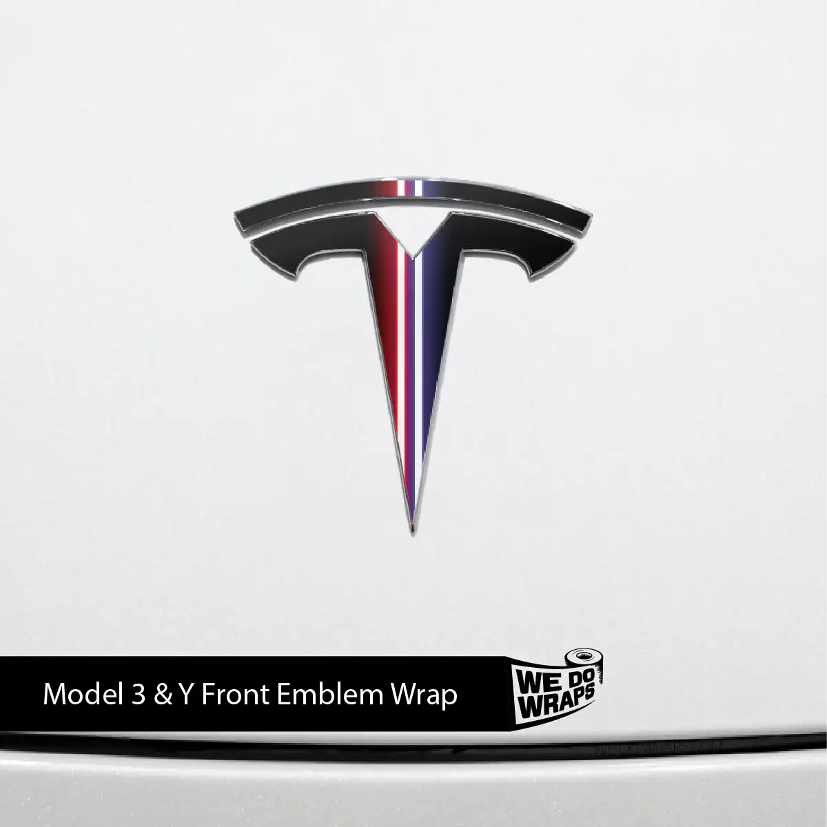 Side by Side Laser Sword Tesla Emblem Decals (Front + Back) | Model 3 - Tesla Emblems