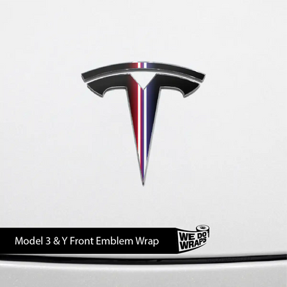 Side by Side Laser Sword Tesla Emblem Decals (Front + Back) | Model 3 - Tesla Emblems