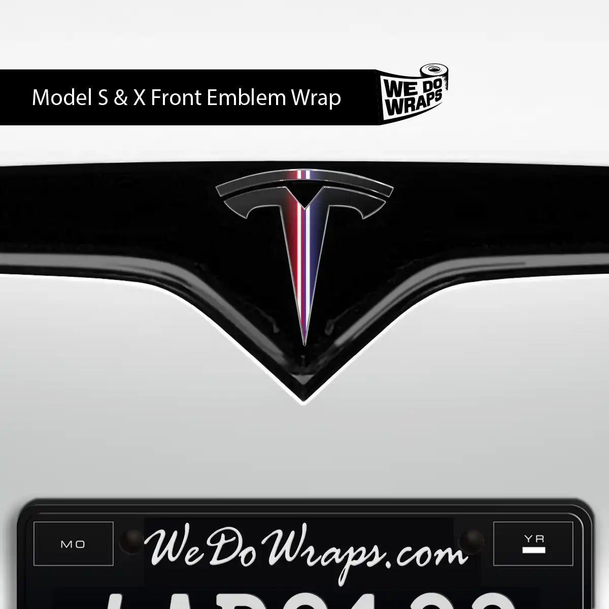 Side by Side Laser Sword Tesla Emblem Decals (Front + Back) | Model S - Tesla Emblems