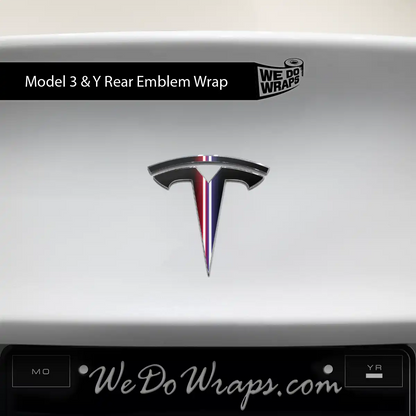 Side by Side Laser Sword Tesla Emblem Decals (Front + Back) | Model 3 - Tesla Emblems