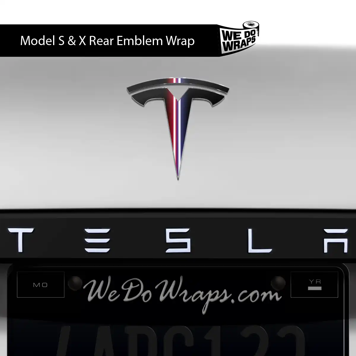 Side by Side Laser Sword Tesla Emblem Decals (Front + Back) | Model S - Tesla Emblems
