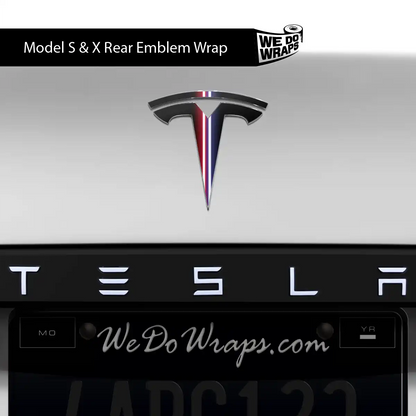 Side by Side Laser Sword Tesla Emblem Decals (Front + Back) | Model S - Tesla Emblems