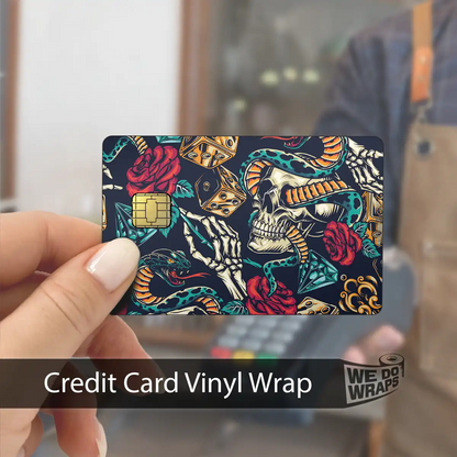 Skull & Roses Tattoo Art | NFC Key Card Wrap - Tesla Emblems