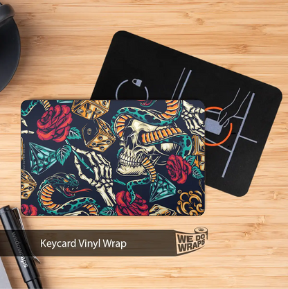 Skull & Roses Tattoo Art NFC Keycard Decal - Tesla Emblems